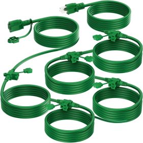 Outdoor Extension Cord 50 FT, Evenly Spaced 6 Outlets Plugs, 16/3 SJTW Weatherproof Multiple Outlets Wire for Landscaping Light