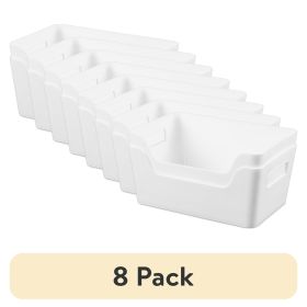 (8 pack)Small White 2-Pack Easy Access Plastic Storage Bins, 6.5 in x 9.5 in x 4 in
