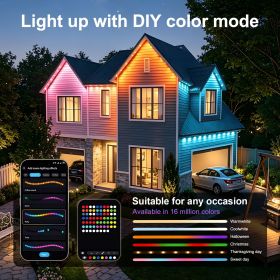 Outdoor Light,50ft with 30 LED Eaves Lights,Smart RGB Outdoor Lights with 75 Scene Modes,IP67 Waterproof,for Halloween Decorations,Christmas,Holi
