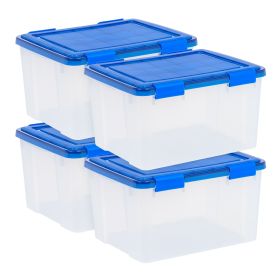 46 Qt. Plastic Storage Bins with Sealed Lids, Clear Gasket Box, Airtight Containers 4Pk