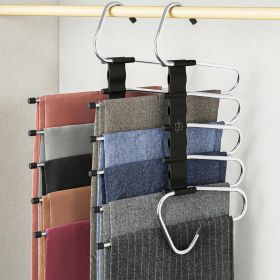 Pants Hangers Space Saving - 2 Pack - Non-Slip Multi-Layer Space Saving Hangers - Multifunctional Clothing Rack for Closet Storage - Ideal for Je