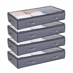 Under Bed Storage with Clear Lids, 39.2 x 19.7 x 7.1 Inch, 90L Large Underbed Clothes Storage Containers