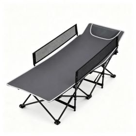 Gray No-Assembly Portable Toddler Camping Bed, Elevated Foldable Kids Sleepover Cot with Anti-Roll Mesh Baffles Stable Support Frame, Lightweight (Option: default title)