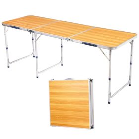 6ft Aluminum Alloy Folding Table wood grain color (Option: default title)