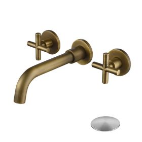 Wall Mounted Bathroom Sink Faucet with Pop-Up Drain (No Overflow) (Option: default title)