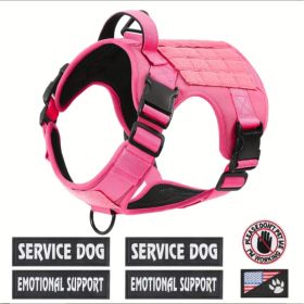 Hiphoppet US Local Tactical Service Dog Harness Vest Adjustable Reflective No Pulling Large Dog Harness With Metal Buckle (Option: Pink-S)