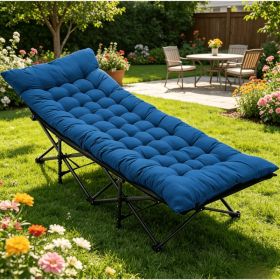 Foldable camping bed with mattress, sturdy and durable folding bed (Option: blue)