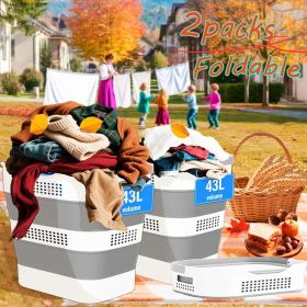 43L Collapsible Laundry Basket with Handles, 11.5 Gallon Foldable Plastic Laundry Hamper, Pop-Up Storage Bin for Clothes, Toys & Towels (size: 2PCS)