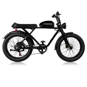 24inch Fat Tire 1000w Electric Cafe Racer Bike (Color: Black)