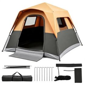Orange Light-Blocking Outdoor Cabin Tent, Large 9x9ft Interior Windproof Rainfly Tent with Carry Bag Ground Stakes Ropes for Family Group Camping (Option: default title)